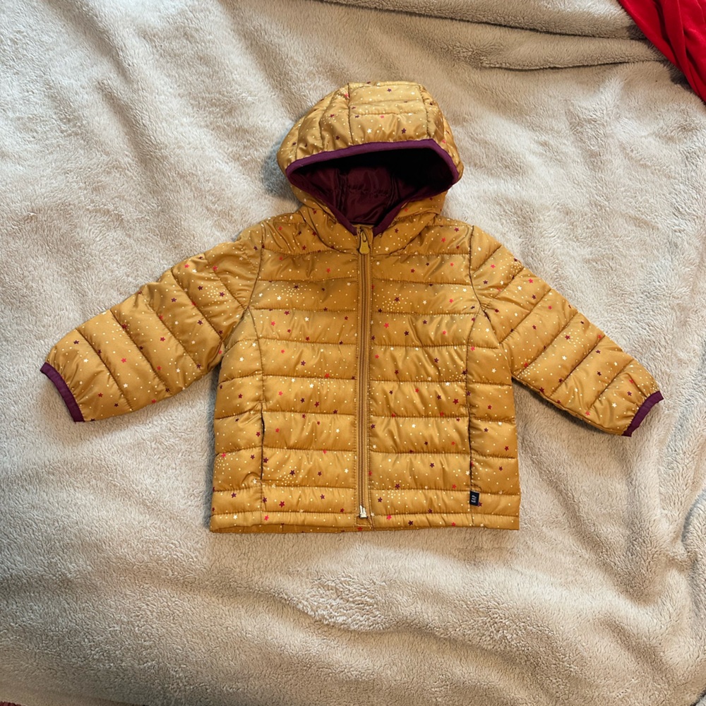 Baby Gap Yellow Gold Winter Light Puffer Jacket with Hood
